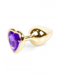 Biżuteryjny korek analny z kryształem fioletowym serce