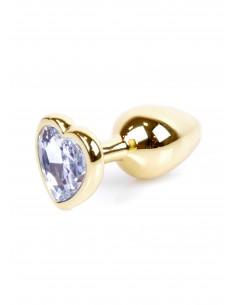 Biżuteryjny korek analny z kryształem przezroczystym serce