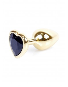 Biżuteryjny korek analny z kryształem czarnym serce
