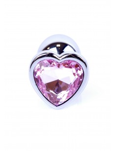 Biżuteryjny korek analny z kryształem różowym serce