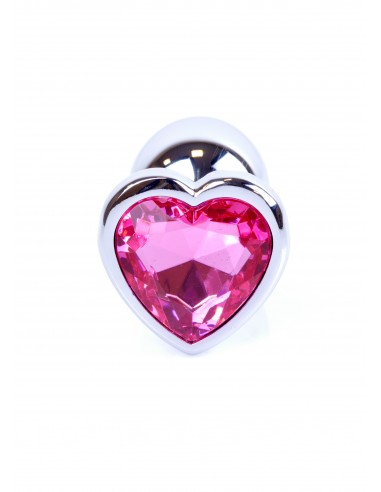 Biżuteryjny korek analny z kryształem różowym serce