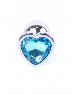 Biżuteryjny korek analny z kryształem serce niebieskie