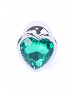 Biżuteryjny korek analny z kryształem zielonym serce