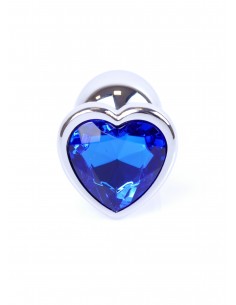 Biżuteryjny korek analny z kryształem granatowym serce