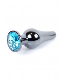 Biżuteryjny korek analny z kryształem niebieskim
