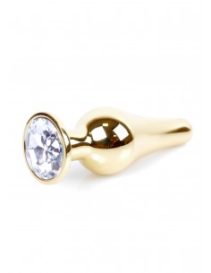 Biżuteryjny korek analny z kryształem przezroczystym