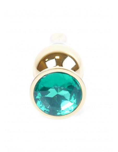 Zabawki analne - Biżuteryjny korek analny z kryształem zielonym