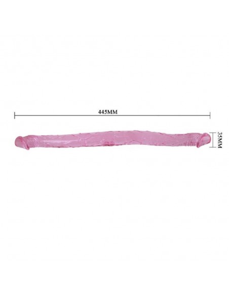 Dilda podwójne (Duo) - Dildo podwójne wyginane penis 45 cm różowy