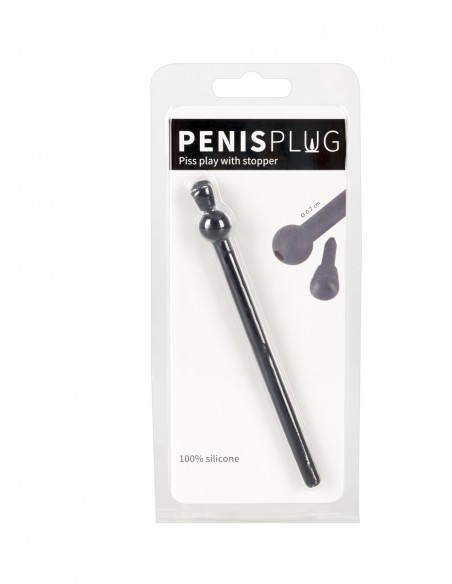 Penis plugi - Penisplug silikonowy z zatyczką stoper