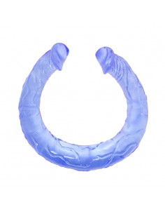 Dildo podwójne wyginane penis 45 cm niebieski