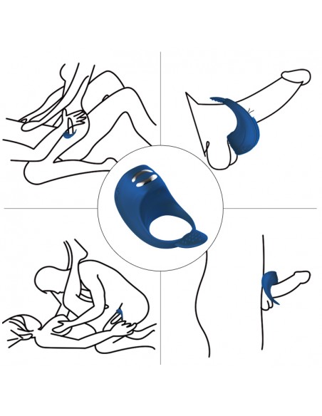 Pierścienie erekcyjne z wibracjami - FOXSHOW Ring Blue pierścień erekcyjny na penisa...