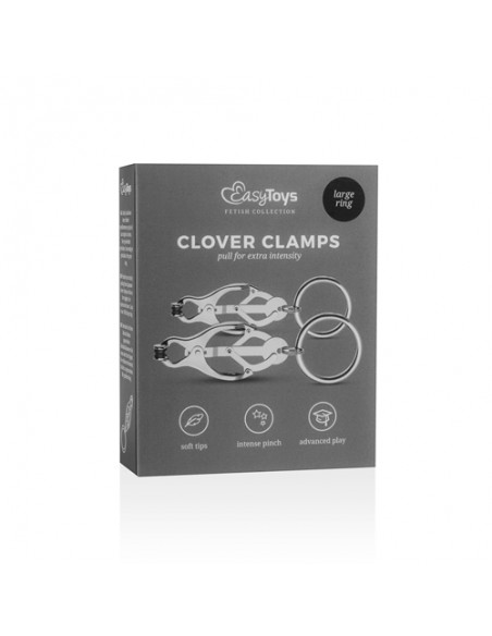 Klamry i klipsy na sutki, łechtaczkę - Japanese Clover Clamps With Ring klipsy do...