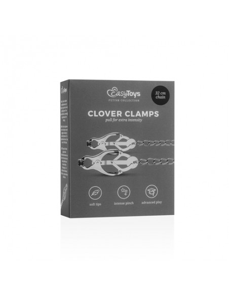 Klamry i klipsy na sutki, łechtaczkę - Japanese Clover Clamps With Chain klipsy do...
