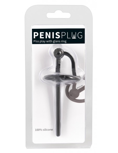 Penis plugi - Piss Play silikonowy penis plug z pierścieniem