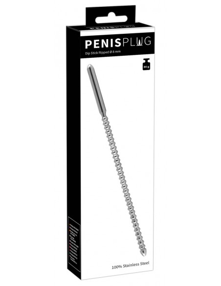 Penis plugi - Dip Stick Ribbed penis plug