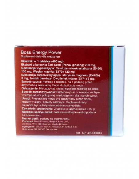 Potencja / Erekcja - Boss Energy Power tabletki na potencję 2 szt.